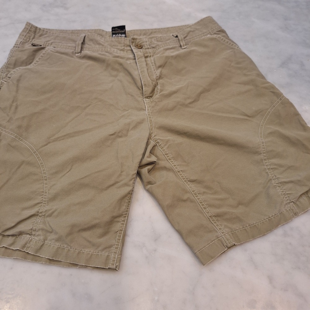 Kuhl Cargo Shorts Mens 36 Khaki Tan KuhlDry Hiking Outdoor Utility Trekking Camp